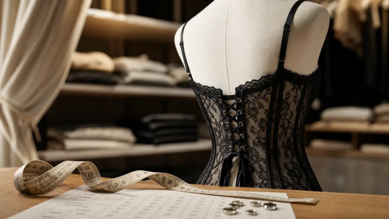 Corset en dentelle noir transparent, 14 baleines, taille à vérifier