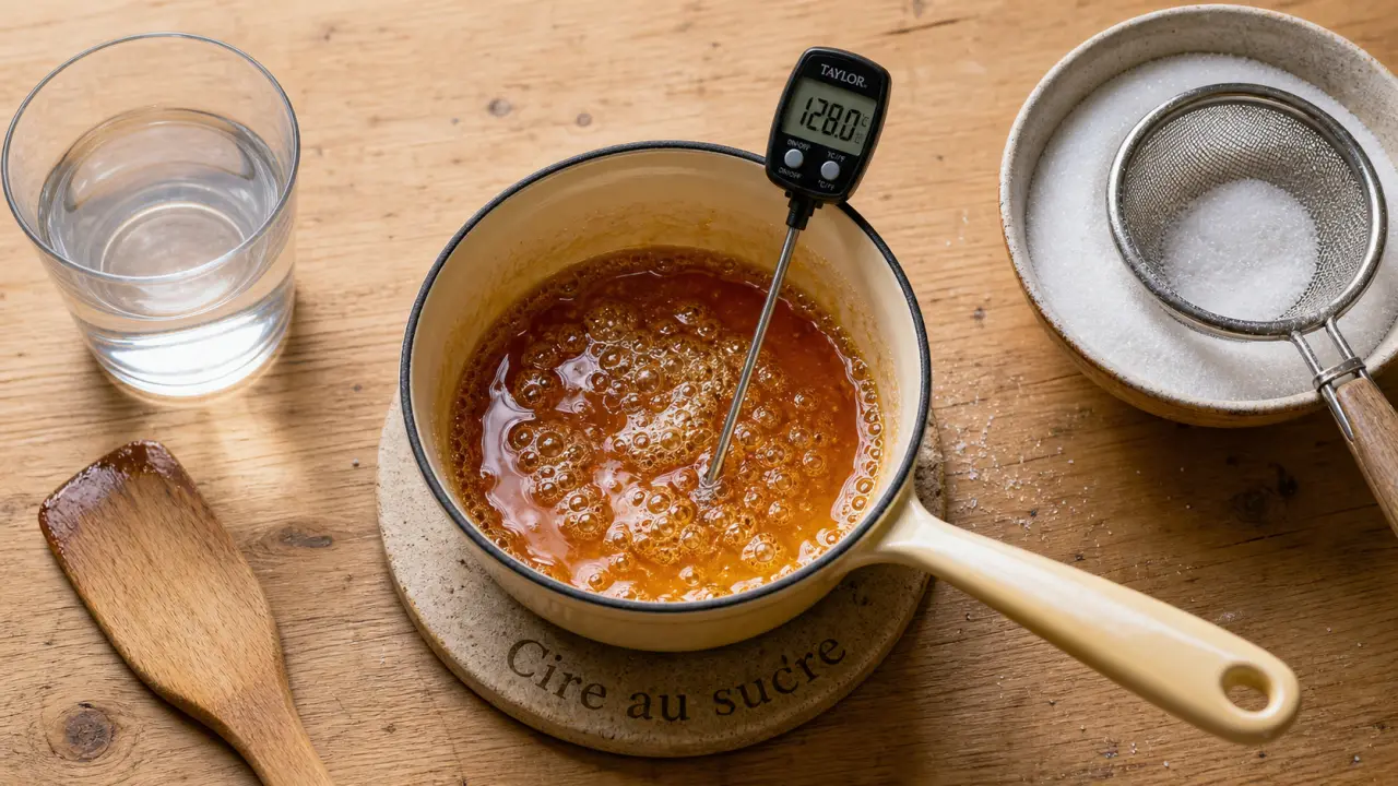 Cire au sucre recette : test 129°C goutte