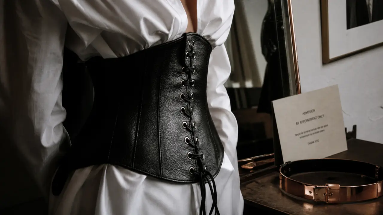 Corset cuir noir underbust : laçage et texture, comparaison