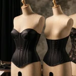 Corset femme noir bustier serre-taille dentelle sur mannequin