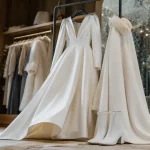 mariage hiver robe : satin ivoire et manches longues