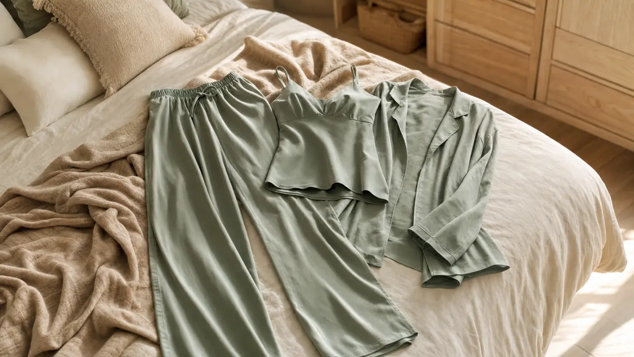 Pyjama femme 3 pieces : haut, pantalon et veste, textile doux