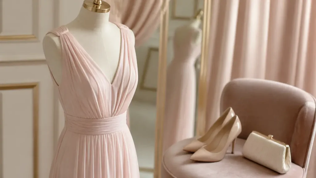 Robe cérémonie rose poudré : longue, courte ou asymétrique ?