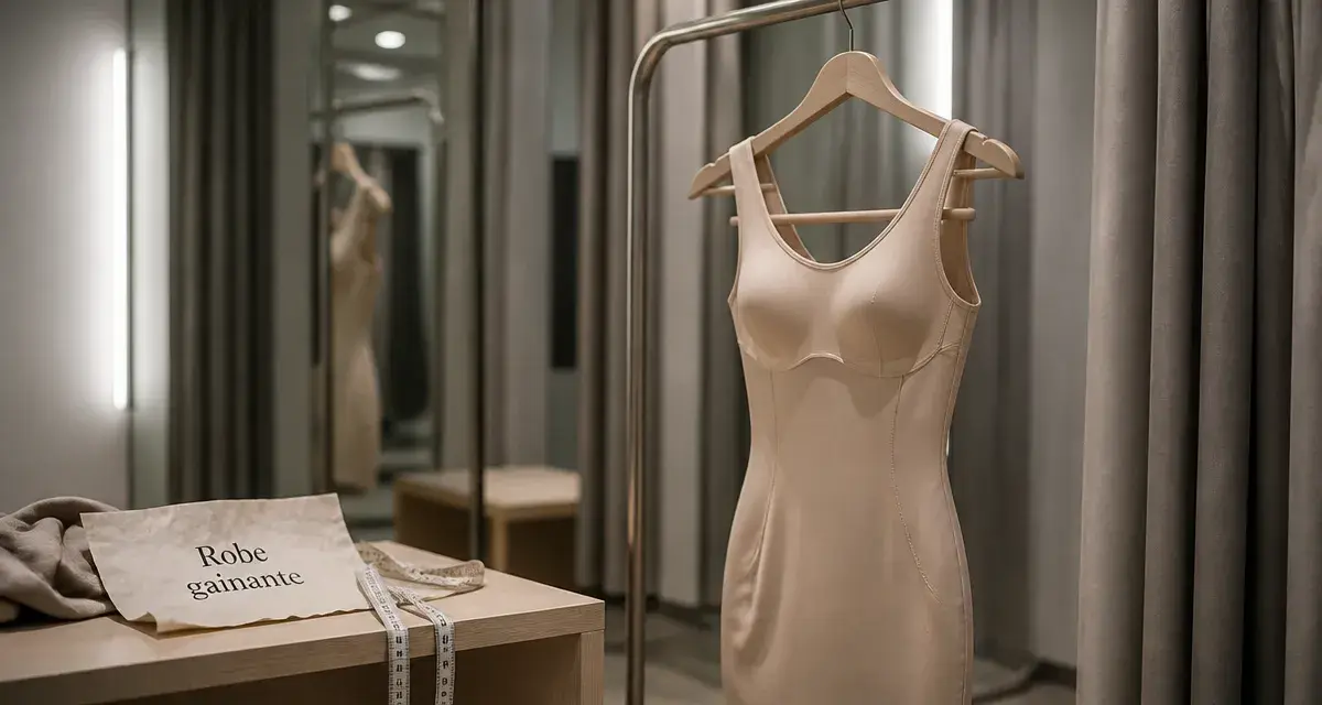 Robe gainante en cabine, matière polyamide-élastane