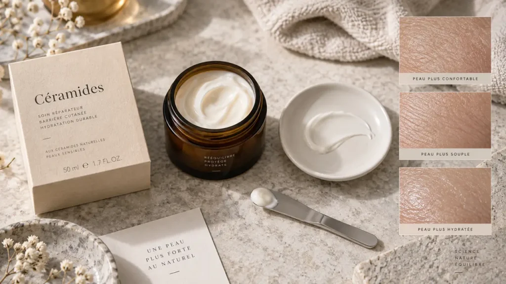 Ceramide crème visage : peau hydratée et apaisée, barrière cutanée soutenue