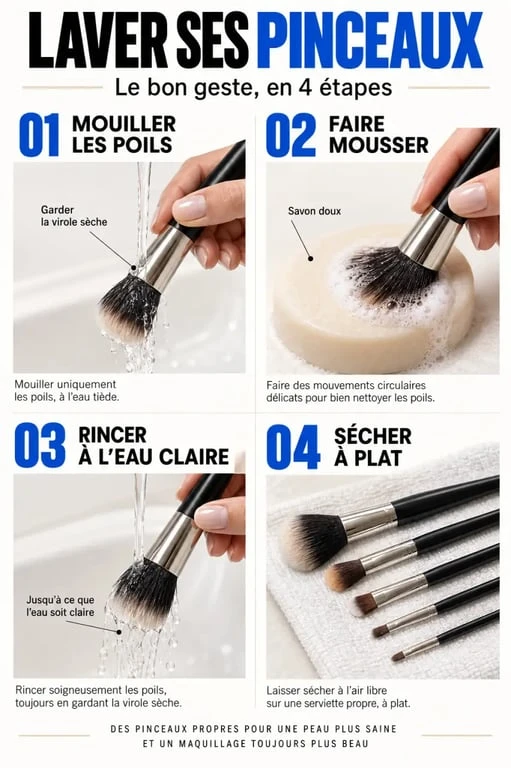 Étapes pour laver des pinceaux de maquillage et les faire sécher correctement