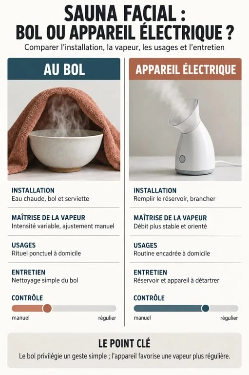 Comparaison entre sauna facial au bol et appareil électrique