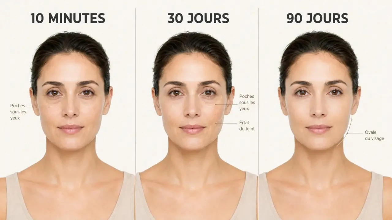 Gua sha visage avant après : comparaison standardisée des effets à 10 minutes, 30 jours et 90 jours