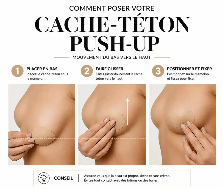 Guide visuel étape par étape pour l'application d'un cache-téton push-up