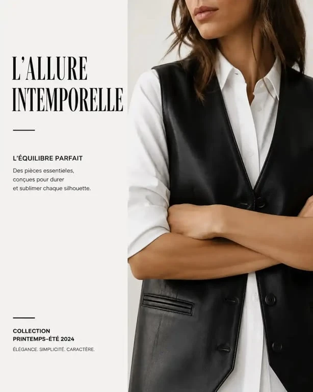 Gilet cuir sans manche femme porté sur chemise blanche