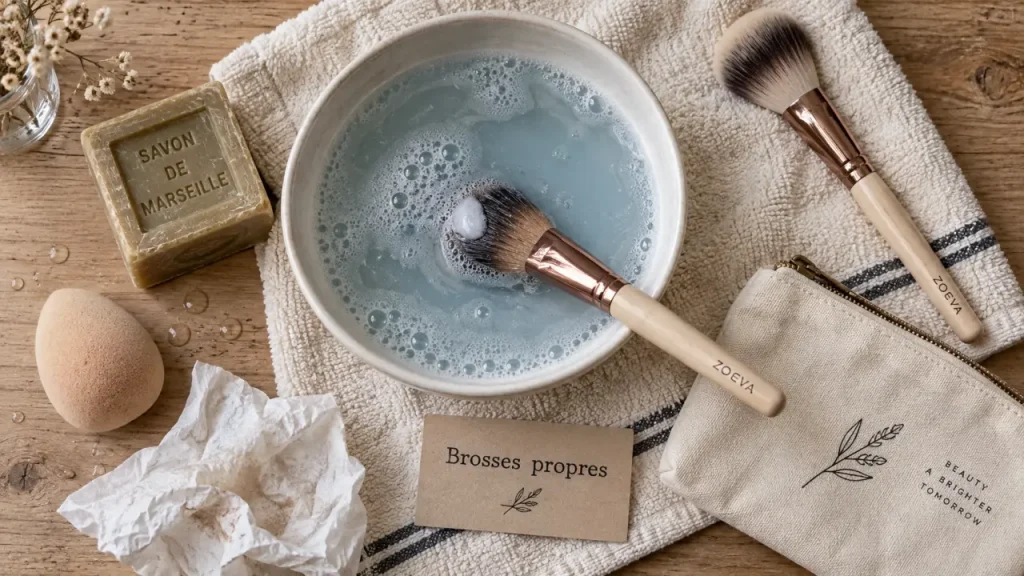 Laver ses pinceaux maquillage protège la peau et affine le résultat