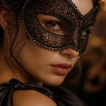 Masques dentelle : loup vénitien noir en dentelle pour soirée chic