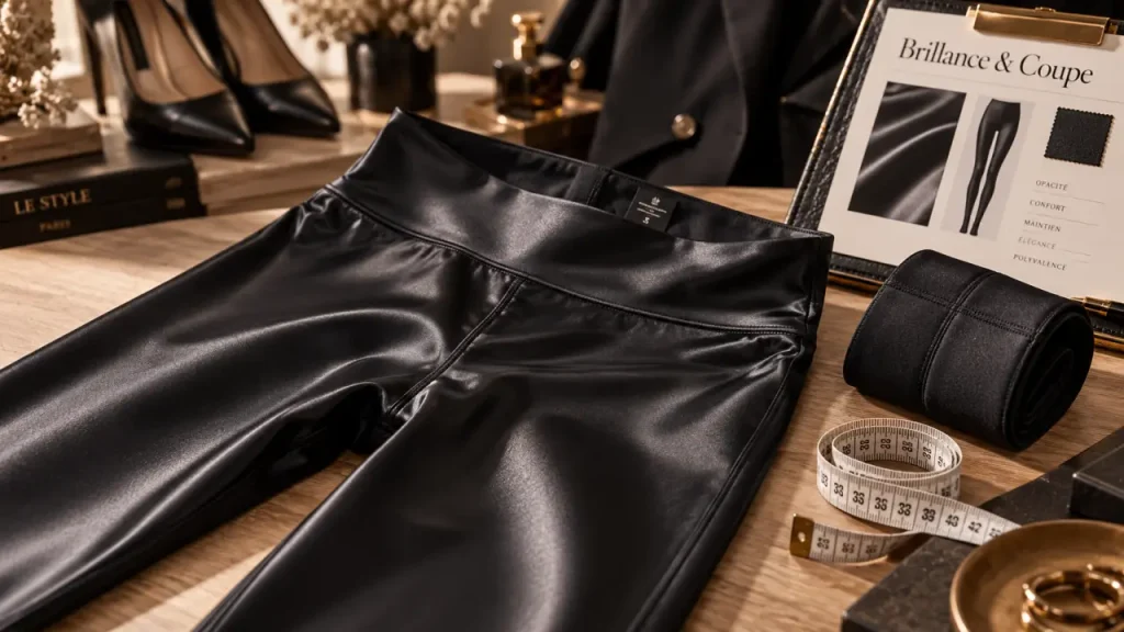 Legging noir brillant : choisir entre fini satiné, effet mouillé et confort au quotidien