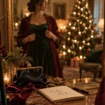 Robe noel femme sur cintres, velours vert et bordeaux, Noël