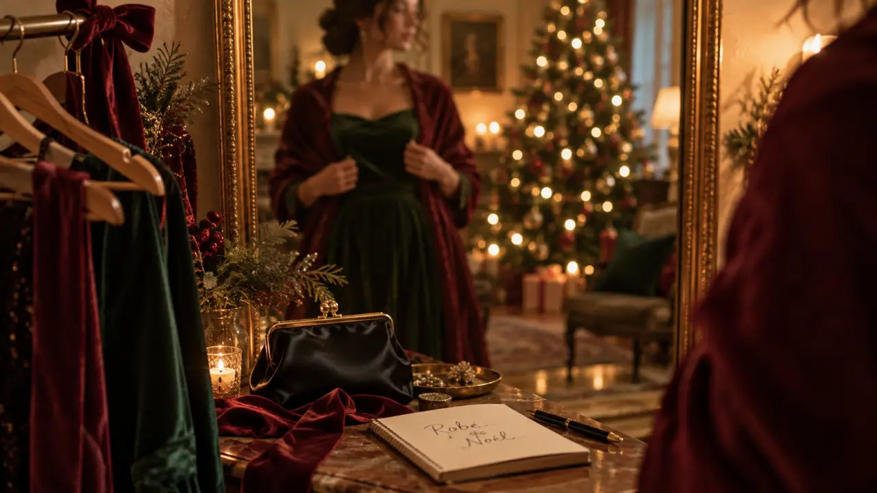 Robe noel femme sur cintres, velours vert et bordeaux, Noël
